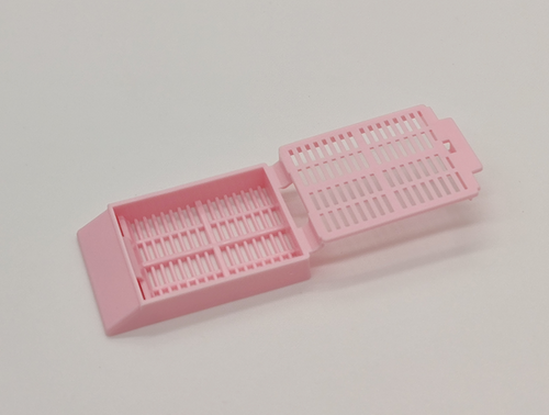 [GEN-GS-1090P] plastic biopsy tissue cassettes with detachable lid 30 angled face large writing area pink 